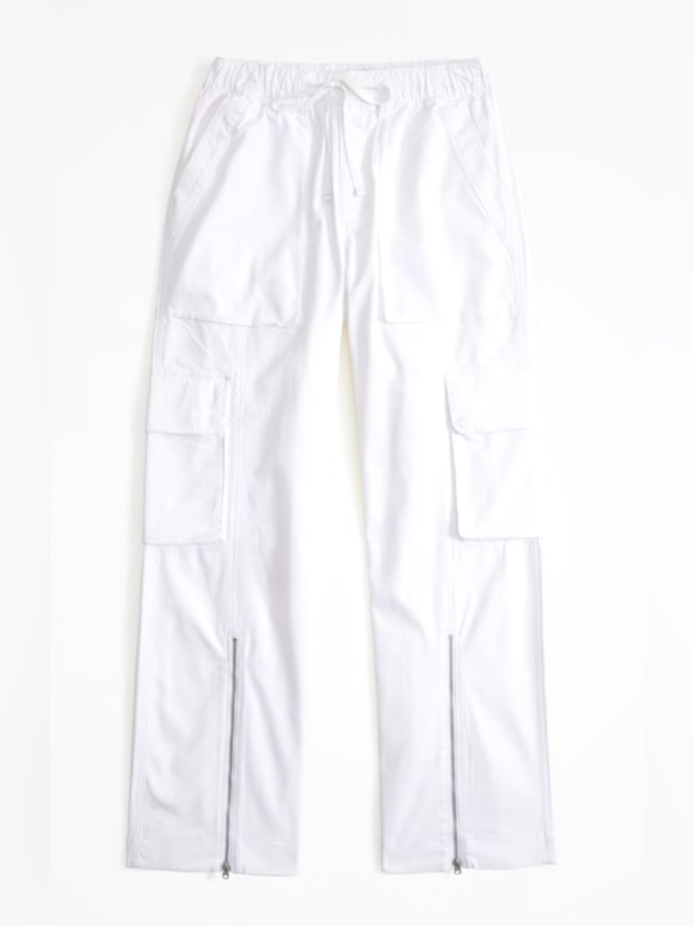NWT Abercrombie Pull-On Wide Leg White Cargo Pants Women’s Size Medium Short